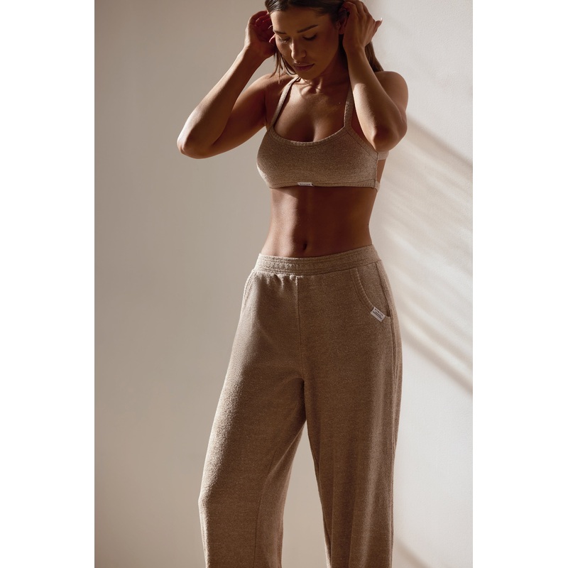 Terry Towelling Scoop-Neck Bralette in Mocha Brown