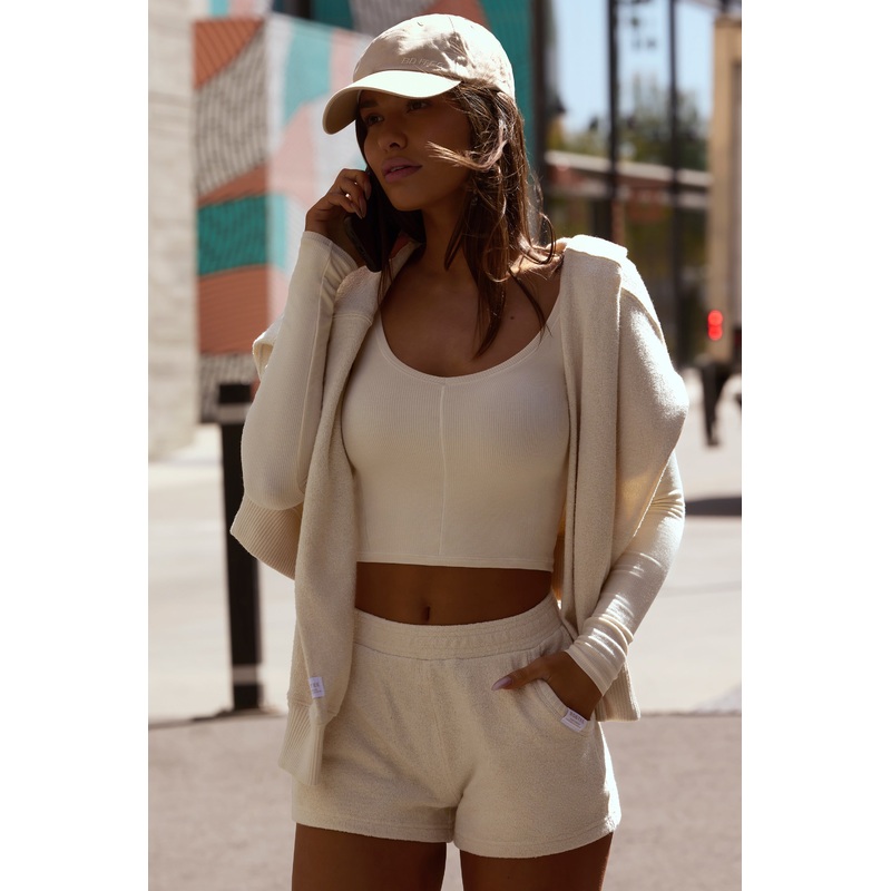Terry Towelling Shorts in Cream