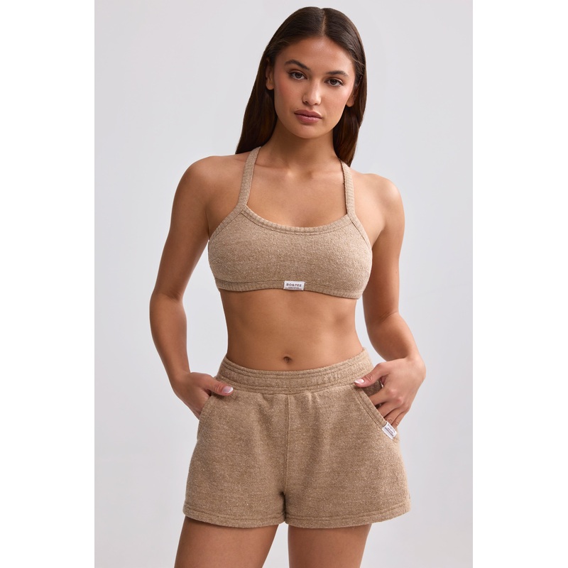 Terry Towelling Shorts in Mocha Brown