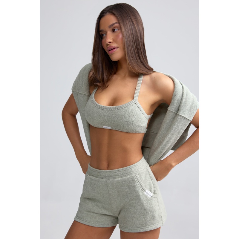 Terry Towelling Shorts in Sage Grey