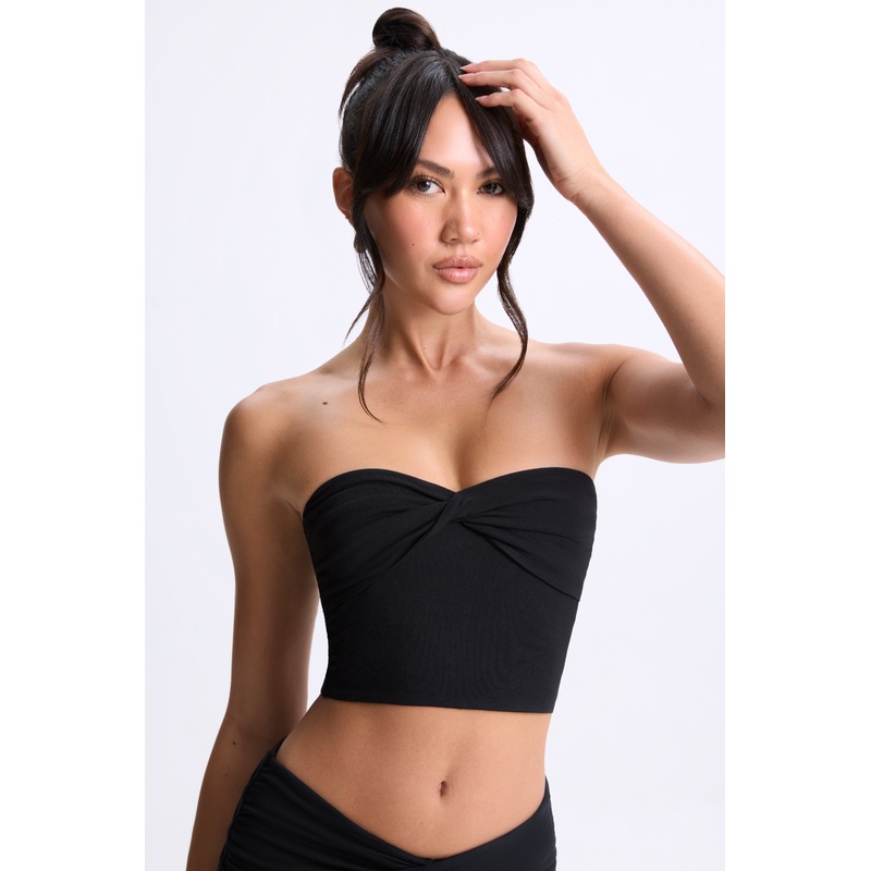 Twist-Front Bandeau Top in Black