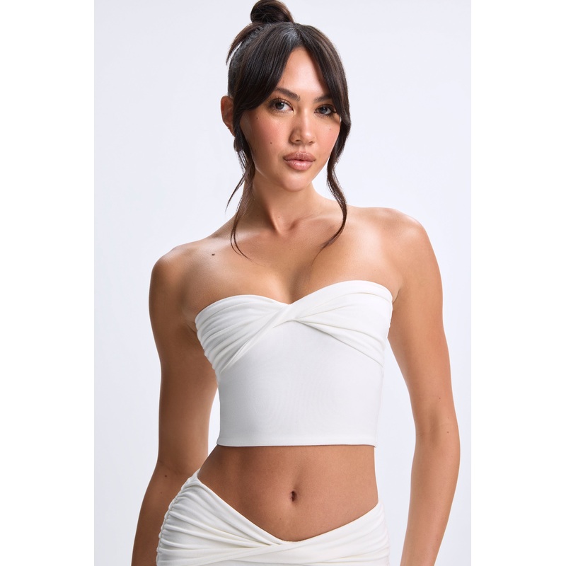 Twist-Front Bandeau Top in White