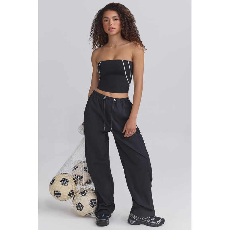 Wide-Leg Track Pants in Black
