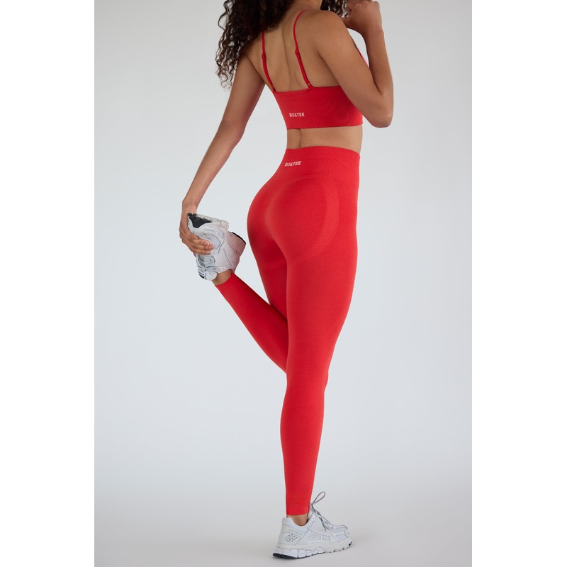 Define Luxe High-Waist Leggings in Poppy Red