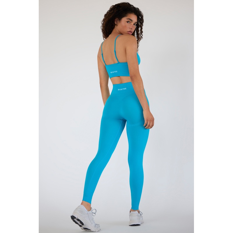Define Luxe High-Waist Leggings in Turquoise Blue