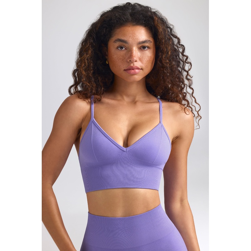 Define Luxe V-Neck Sports Bra in Purple