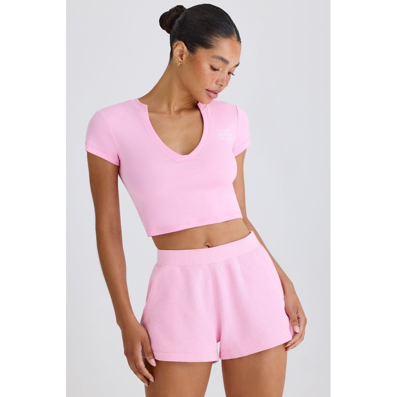 Elasticated Shorts in Bubblegum Pink
