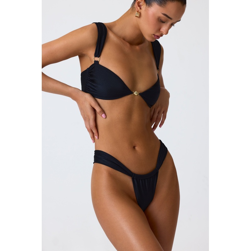 Embellished Bikini Top in Black
