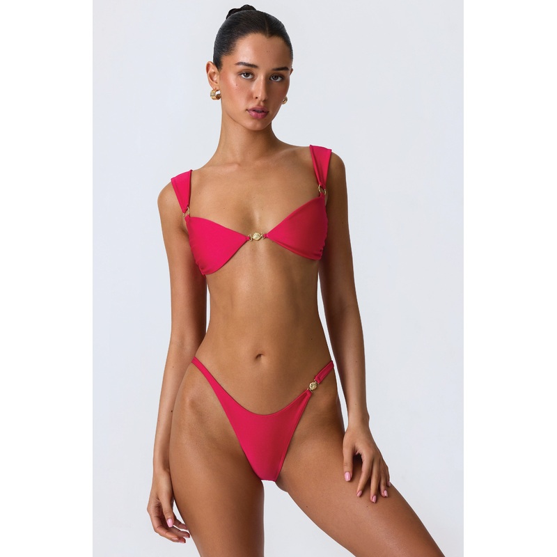 Embellished Bikini Top in Raspberry Pink