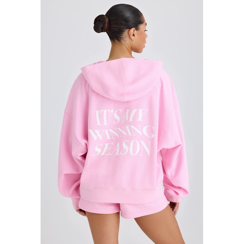 Graphic-Print Hoodie in Bubblegum Pink