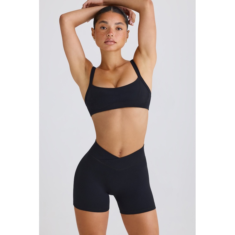 Soft Active Crossover Mini Shorts in Black