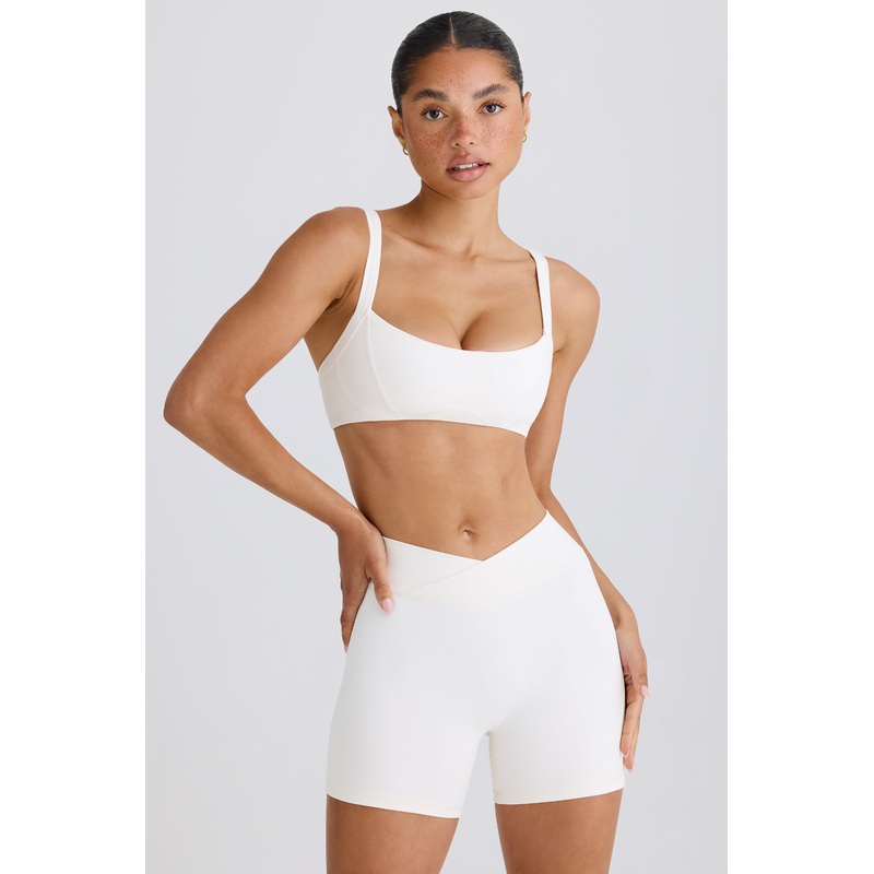 Soft Active Crossover Mini Shorts in White