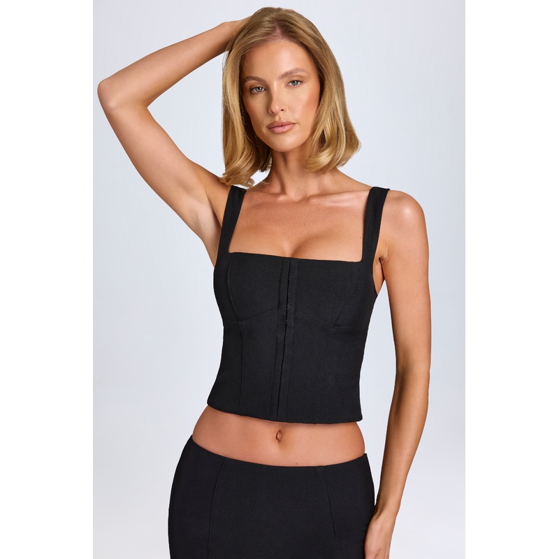 Hook-And-Eye Corset Top in Black