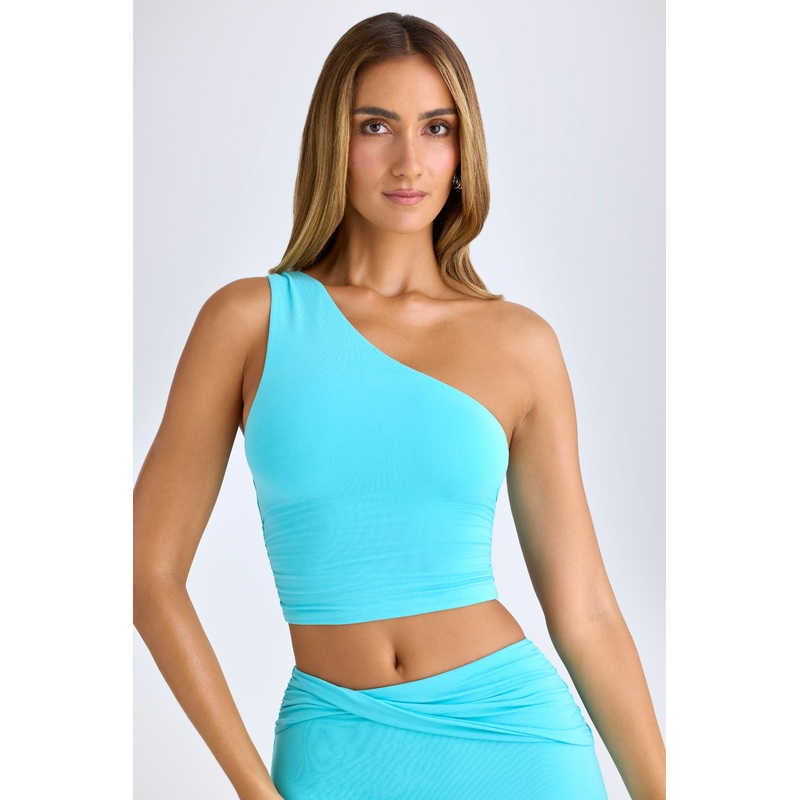 Modal One-Shoulder Top in Aqua Blue