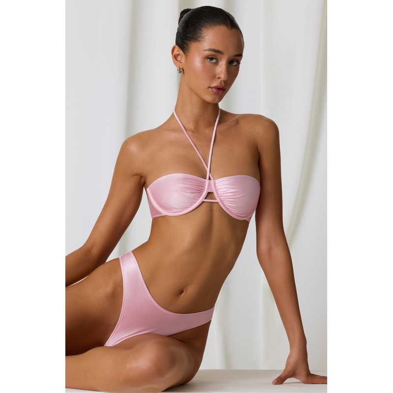 Underwired Halterneck Bikini Top in Soft Pink