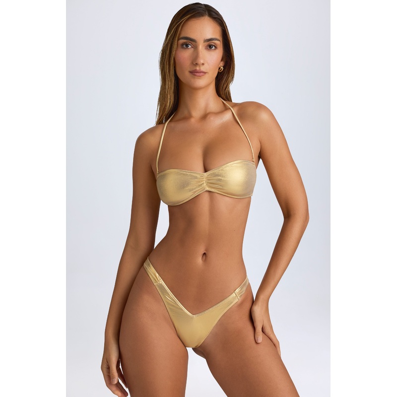 Bandeau Bikini Top in Metallic Gold