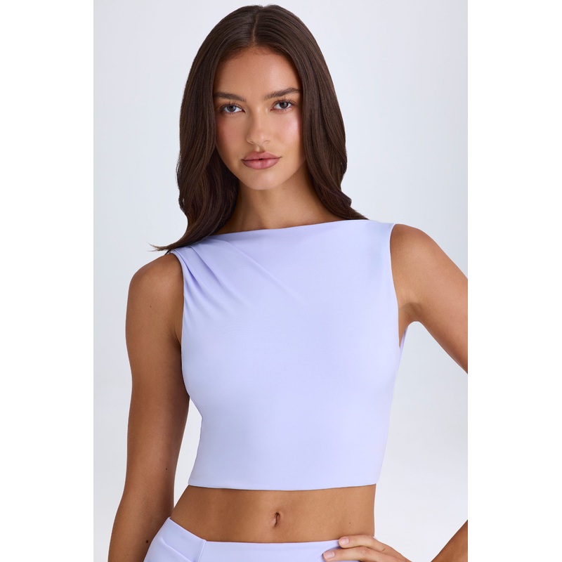 Draped Open-Back Tank Top in Soft Lilac
