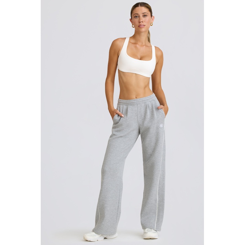 Mid-Rise Straight-Leg Joggers in Grey Marl