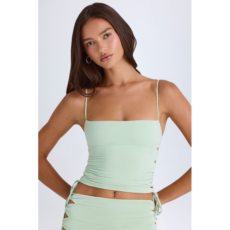 Ruched Cut-Out Top in Green