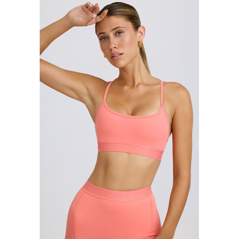 Soft Active Cross-Back Sports Bra in Coral