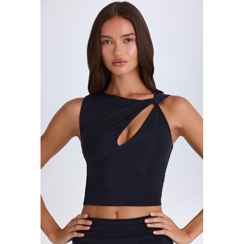 Twisted Cut-Out Tank Top in Black