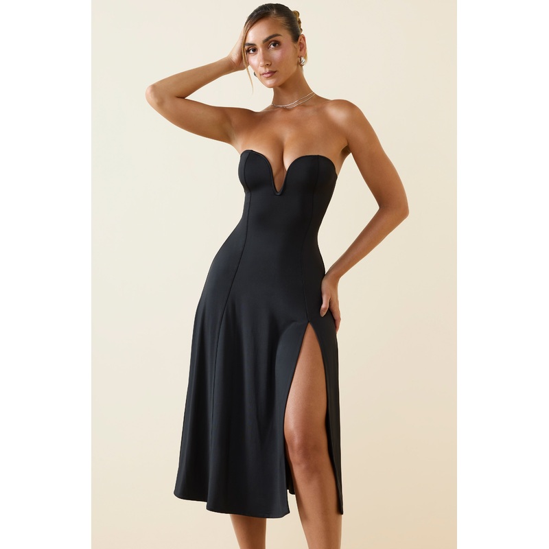 Bandeau Midaxi Dress in Black