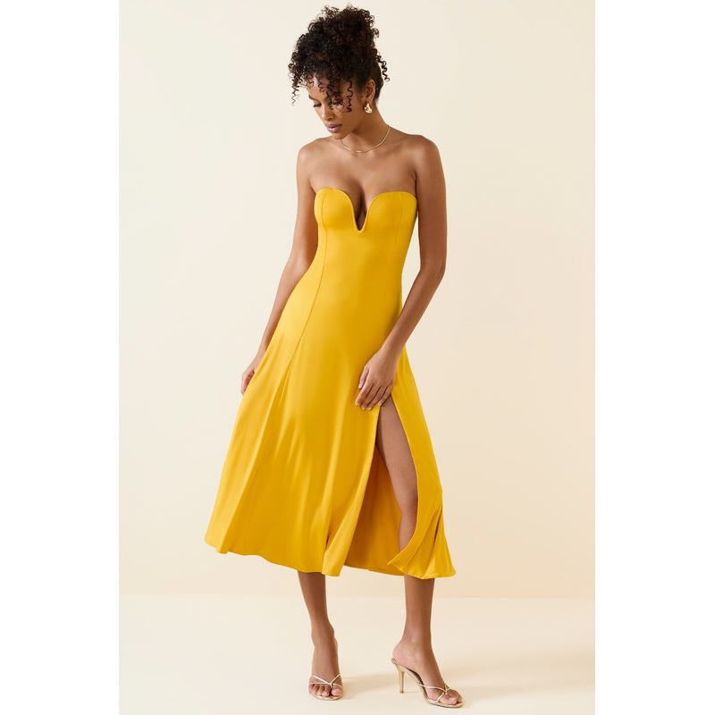 Bandeau Midaxi Dress in Golden Yellow