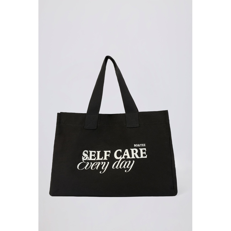Oversized Canvas Tote Bag in Black