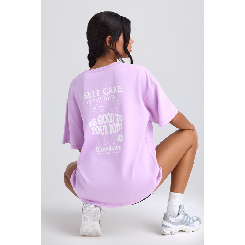 Oversized Short-Sleeve T-Shirt in Violet Pink