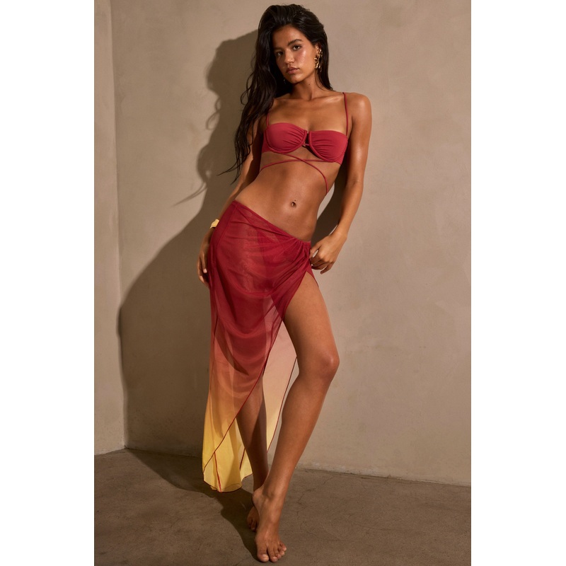 Ruched Midi Sarong in Yellow Multi