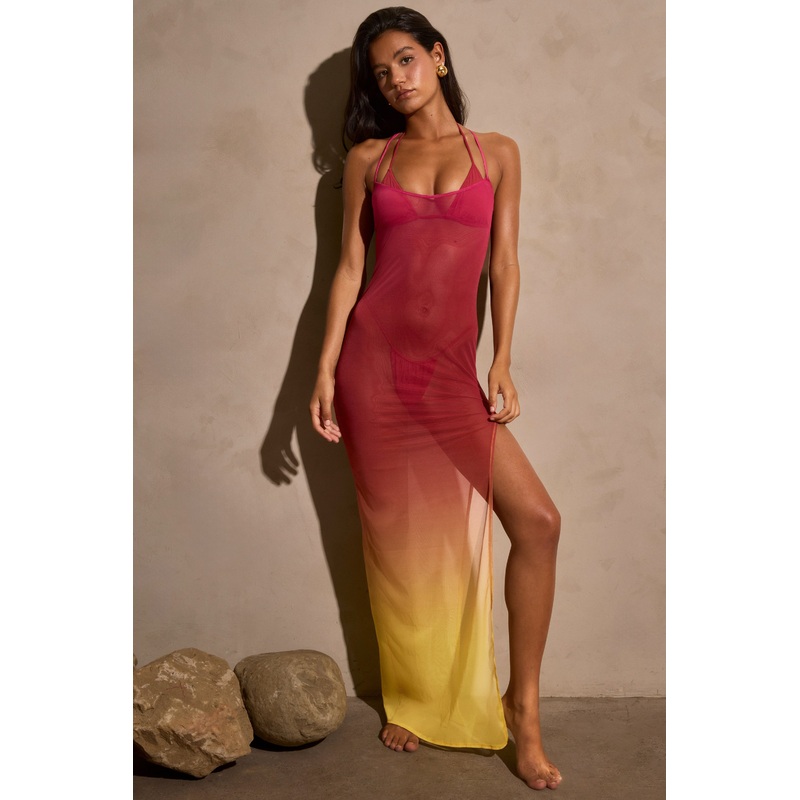 Sheer Maxi Dress in Yellow Multi