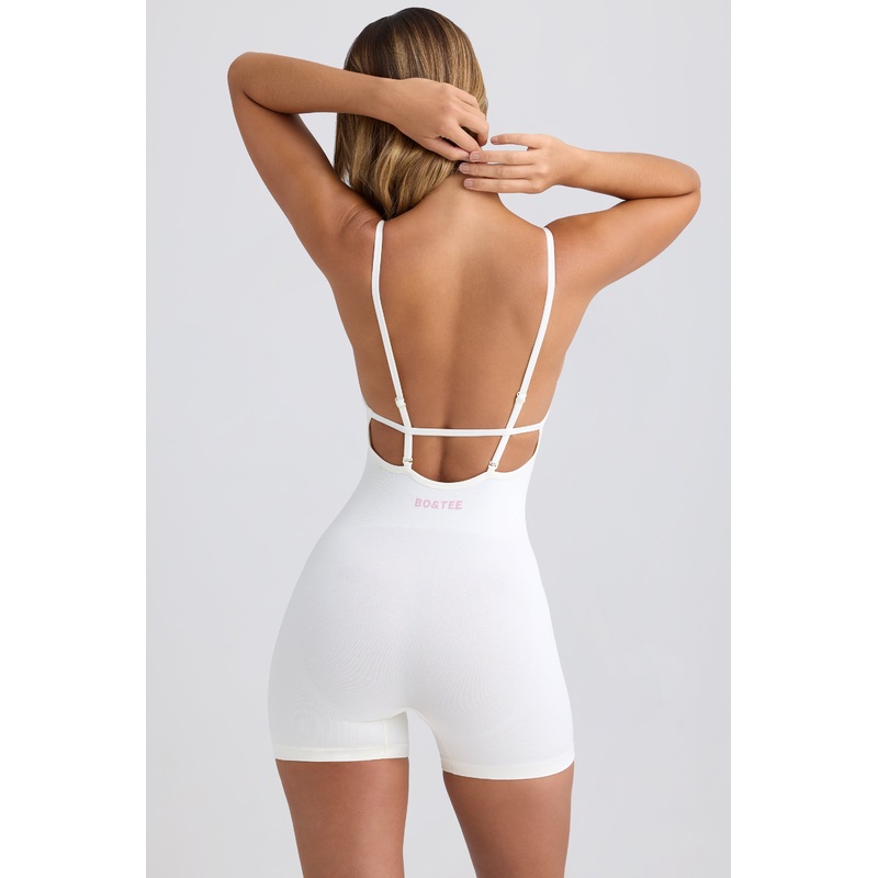 Super Sculpt Seamless Open-Back Unitard in Eggshell