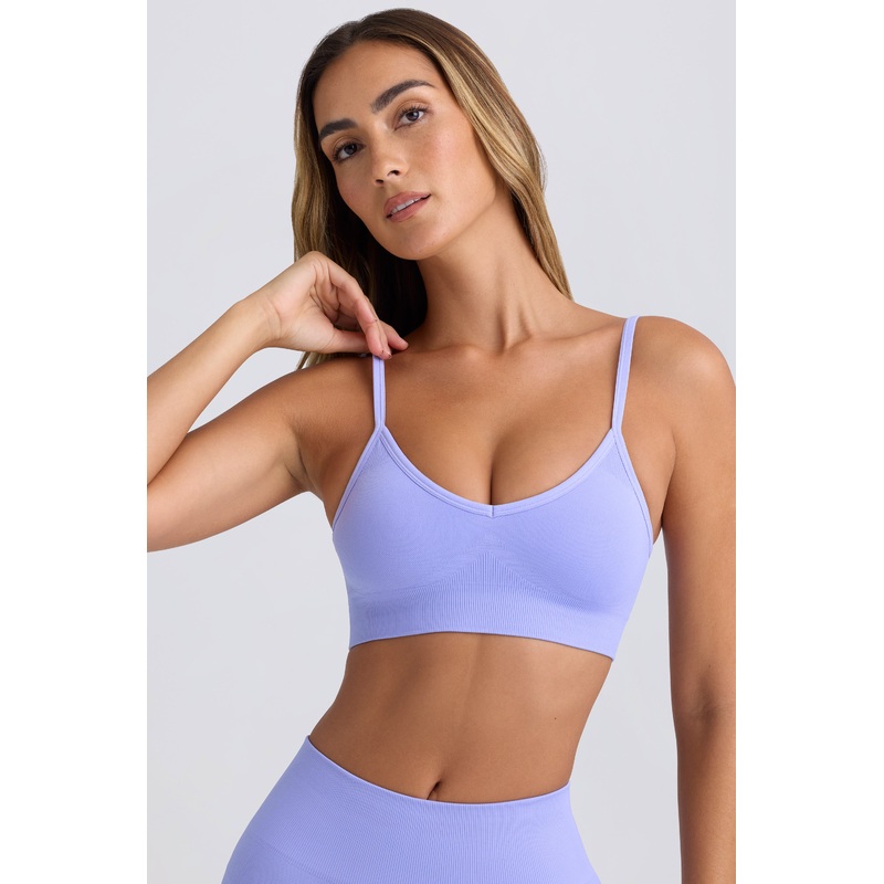 Super Sculpt Seamless Scoop-Back Sports Bra in Periwinkle