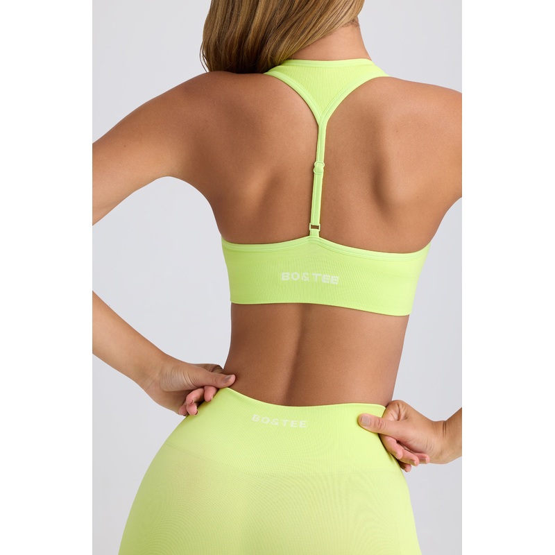 Super Sculpt Seamless T-Back Sports Bra in Key Lime