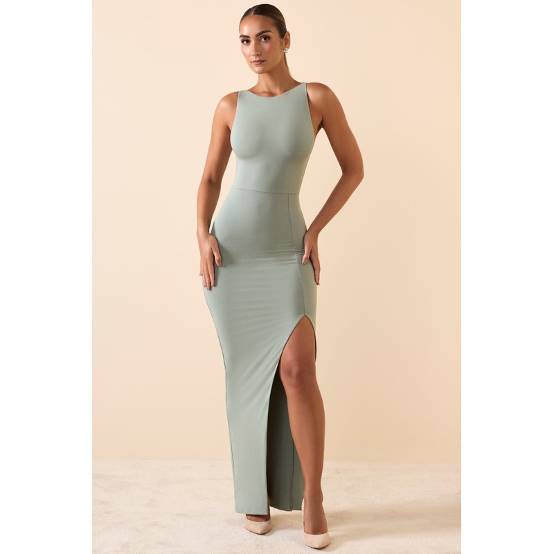 Modal Racerback Maxi Dress in Smoke Green