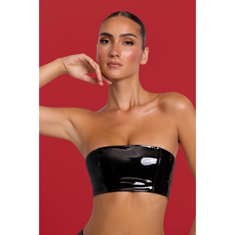 Vinyl Bandeau Bralette in Black