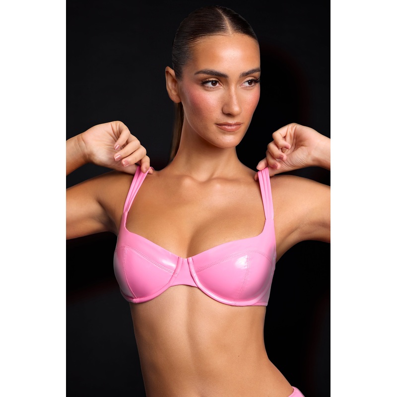 Vinyl Underwired Bralette in Pink
