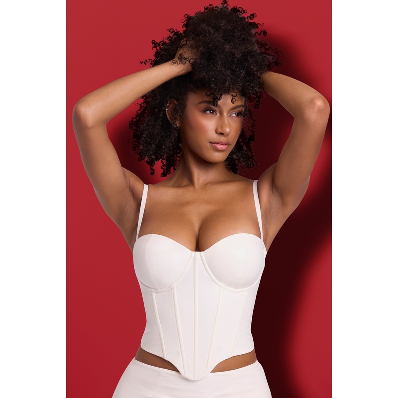 Vinyl Underwired Corset Crop Top in White