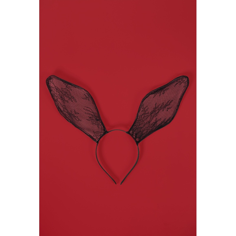 Wired Lace Bunny Ears in Black