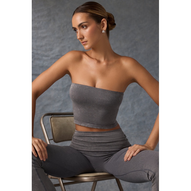 Bandeau Crop Top in Washed Charcoal