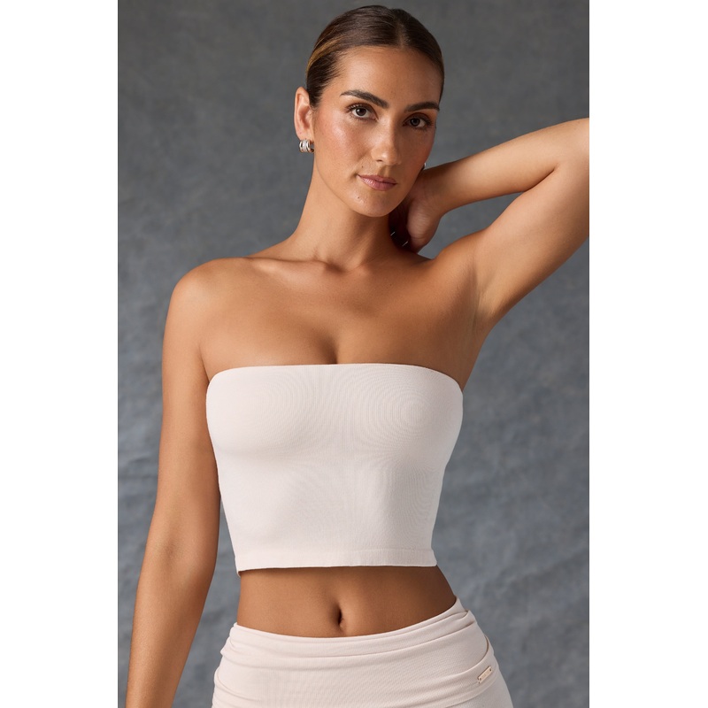 Bandeau Crop Top in Washed Cream