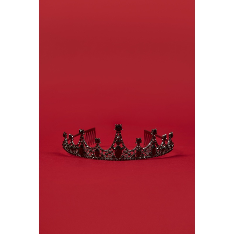 Crystal-Embellished Tiara in Black