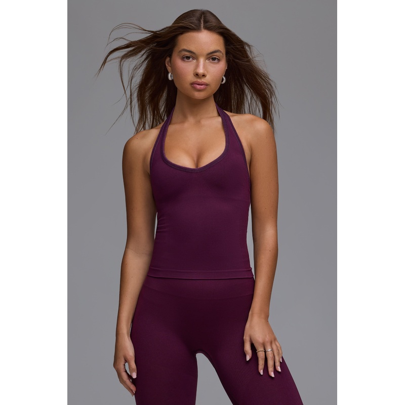 Define Luxe Halterneck Tank Top in Grape