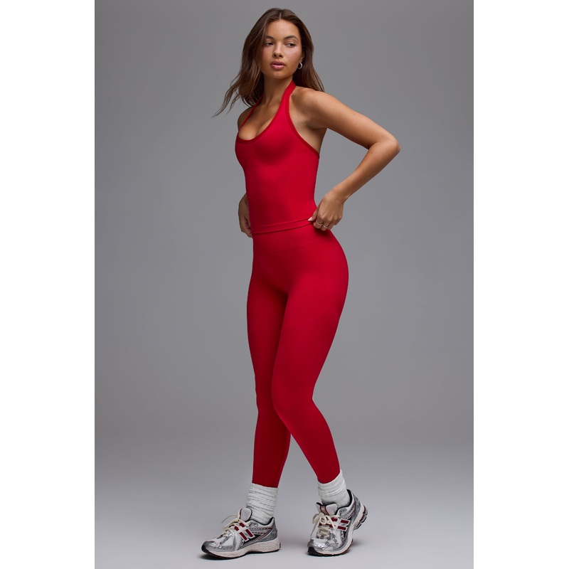 Define Luxe High-Waist Leggings in Cherry Red