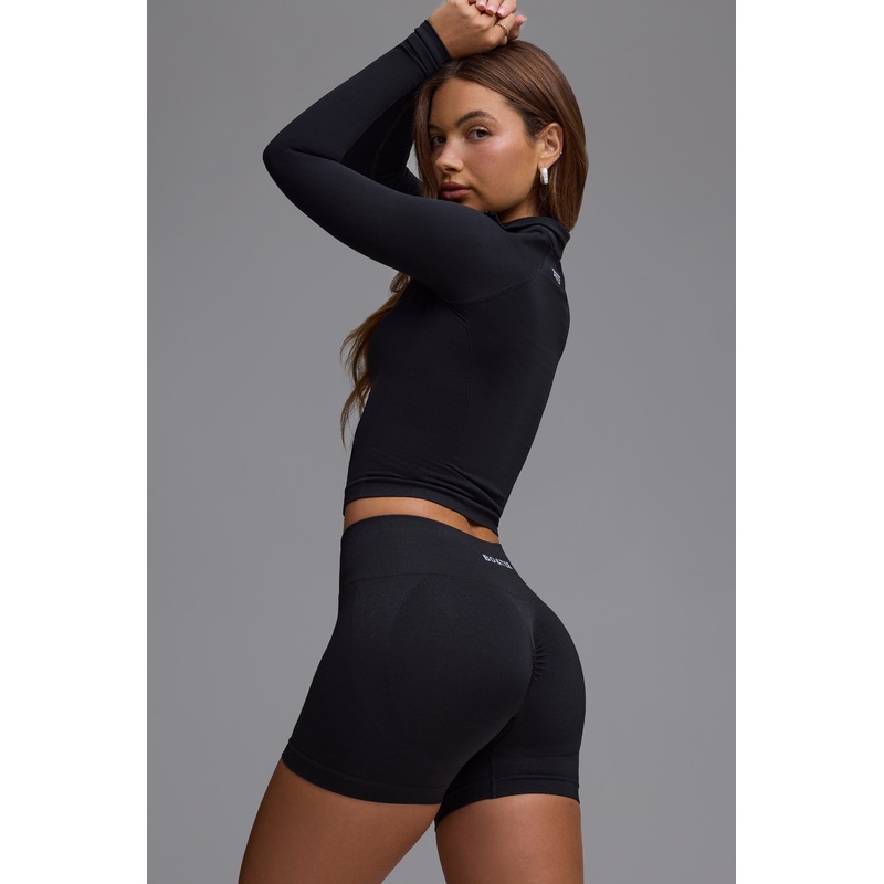 Define Luxe High-Waist Mini Shorts in Black