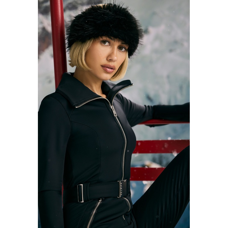 Faux-Fur Headband in Black