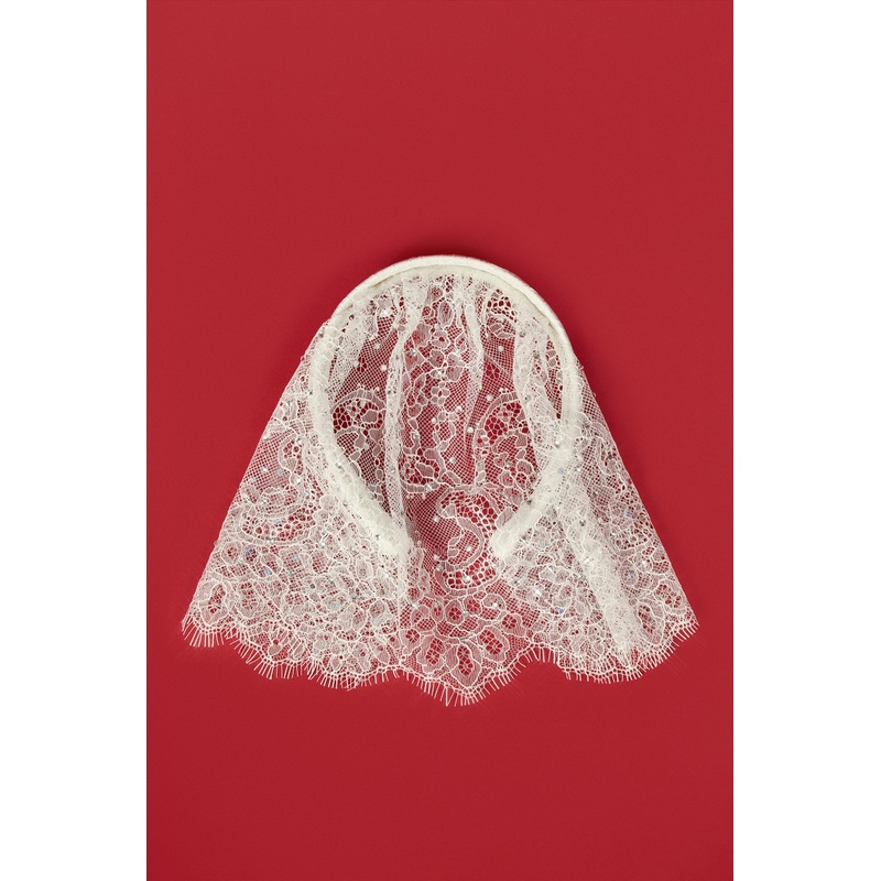 Lace Veil Headband in White
