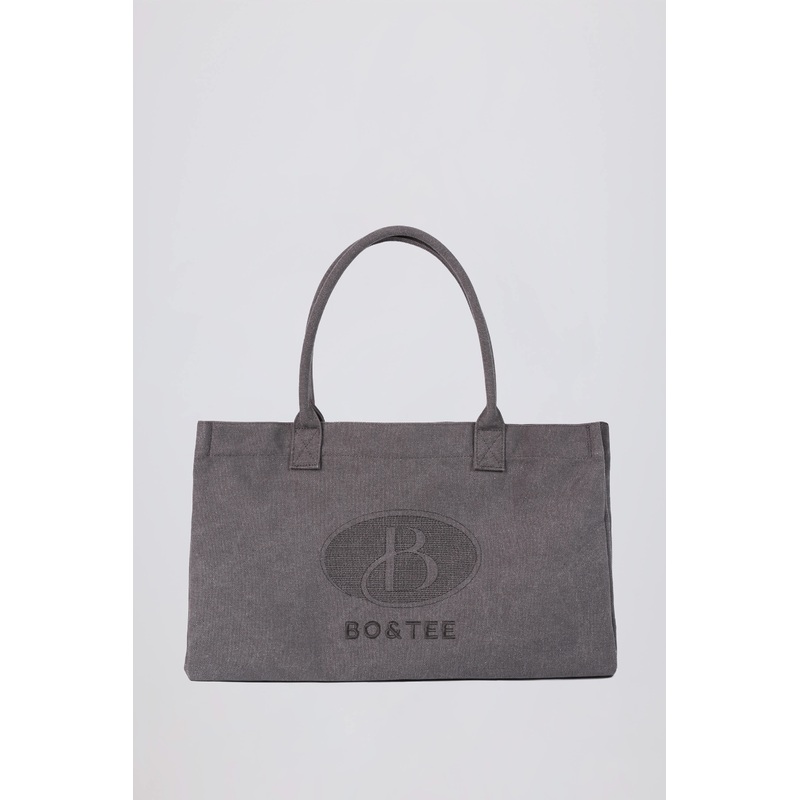 Oversized Canvas Tote Bag in Washed Charcoal