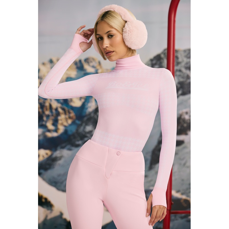 Super Sculpt Seamless Houndstooth Bodysuit in Pastel Pink