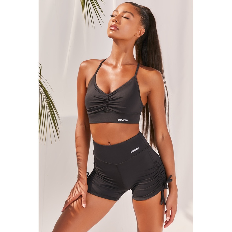 Focus Slinky Ruched Sports Bra in Black